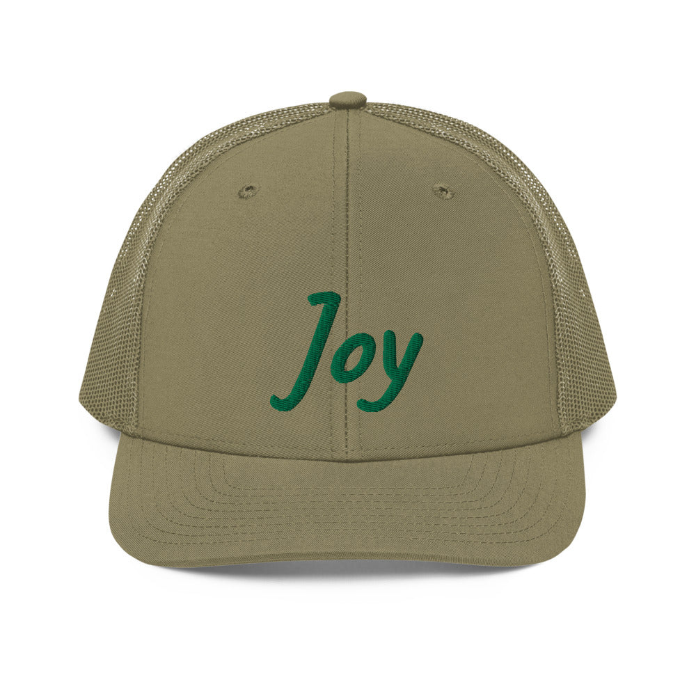 Joy In Emerald Embroidery on Snapback Trucker Hat