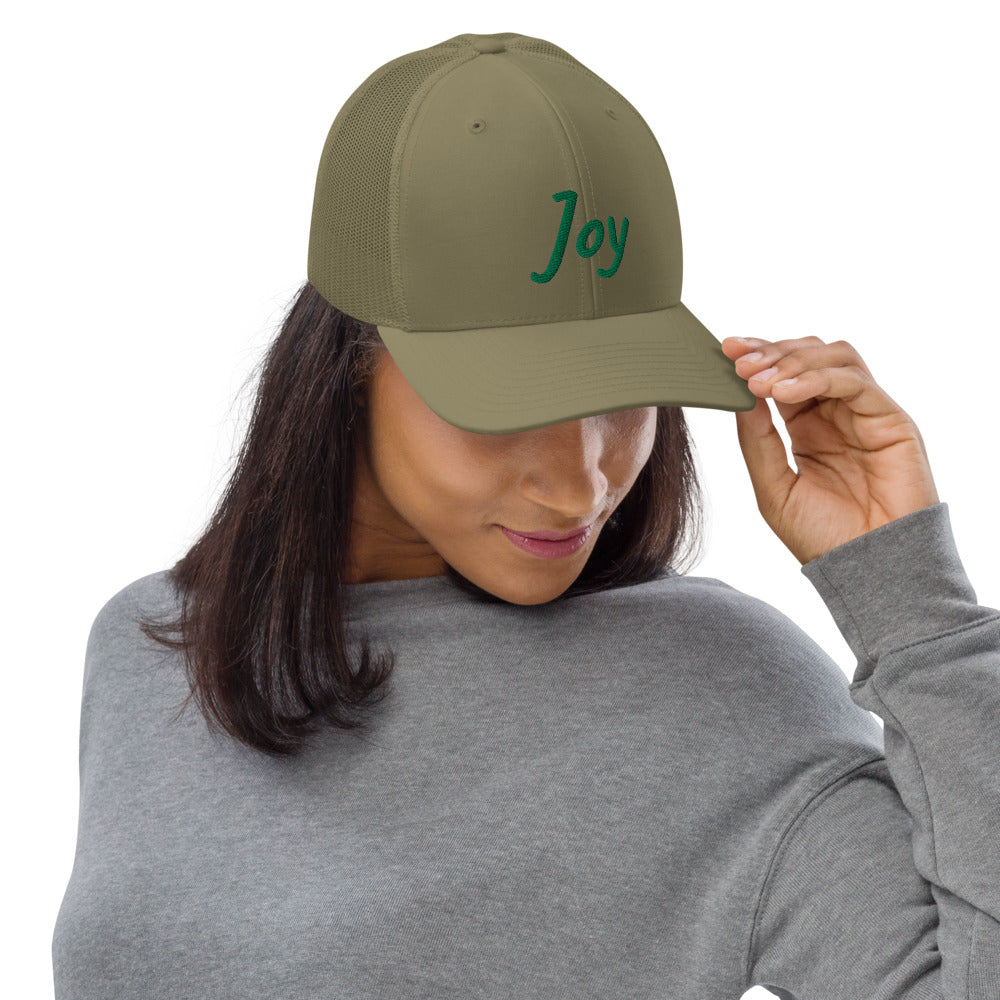 Joy In Emerald Embroidery on Snapback Trucker Hat