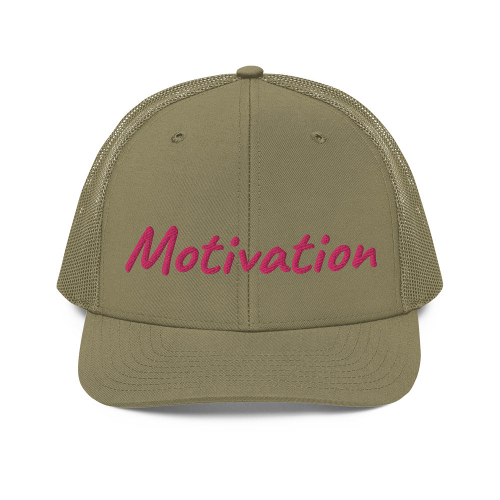 Motivation In Star Rose Quartz Embroidery on Snapback Trucker Hat