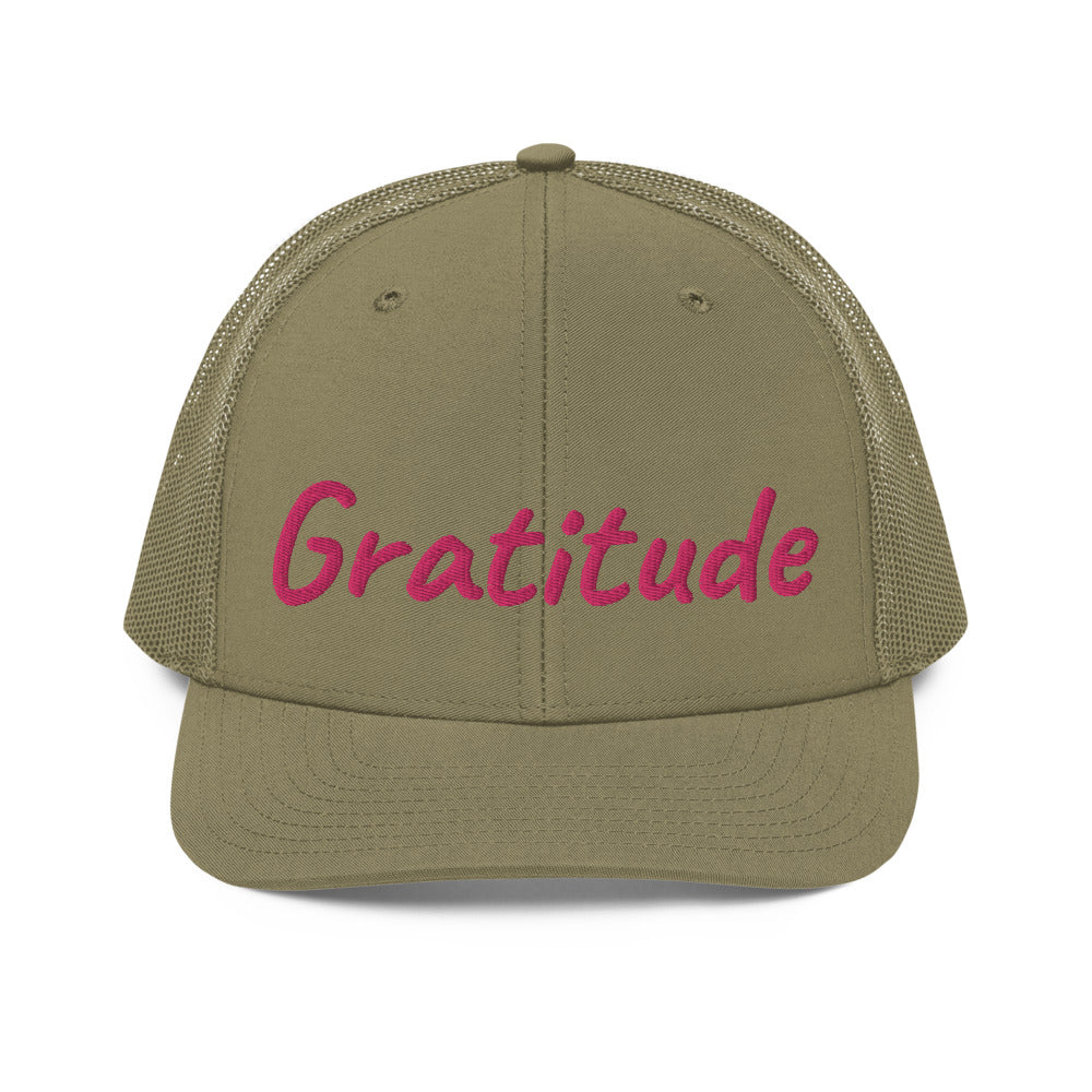 Gratitude In Star Rose Quartz Embroidery on Snapback Trucker Hat