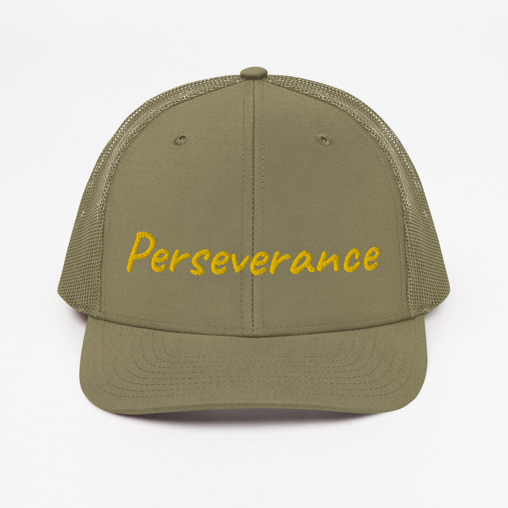 Perseverance In Gold Embroidery on Snapback Trucker Hat