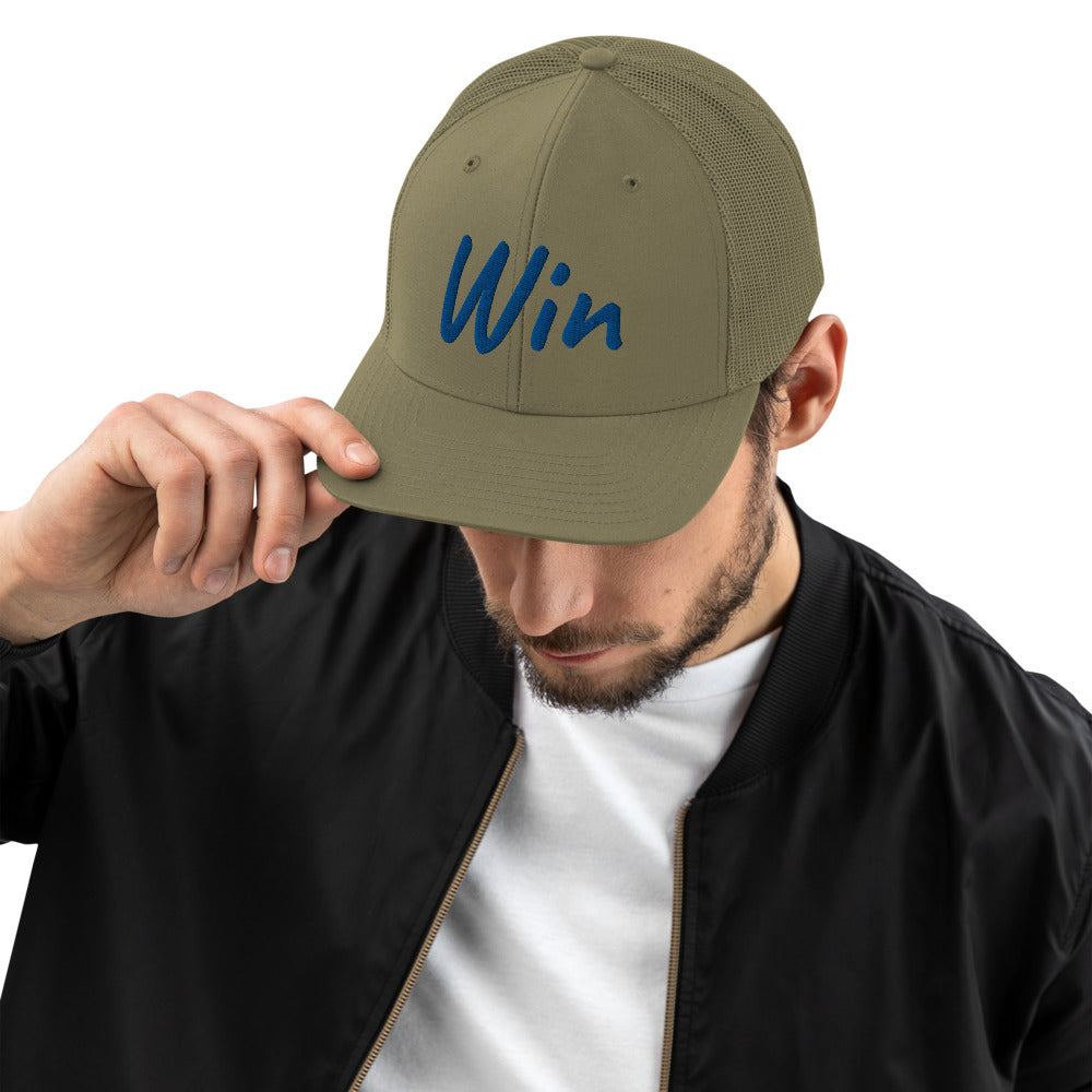 Win In Sapphire Embroidery on Snapback Trucker Hat