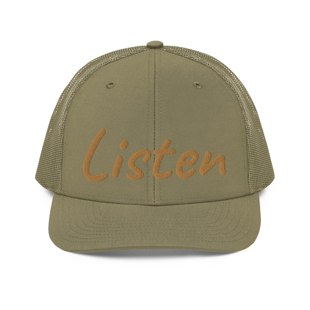 Listen In Copper Embroidery on Snapback Trucker Hat