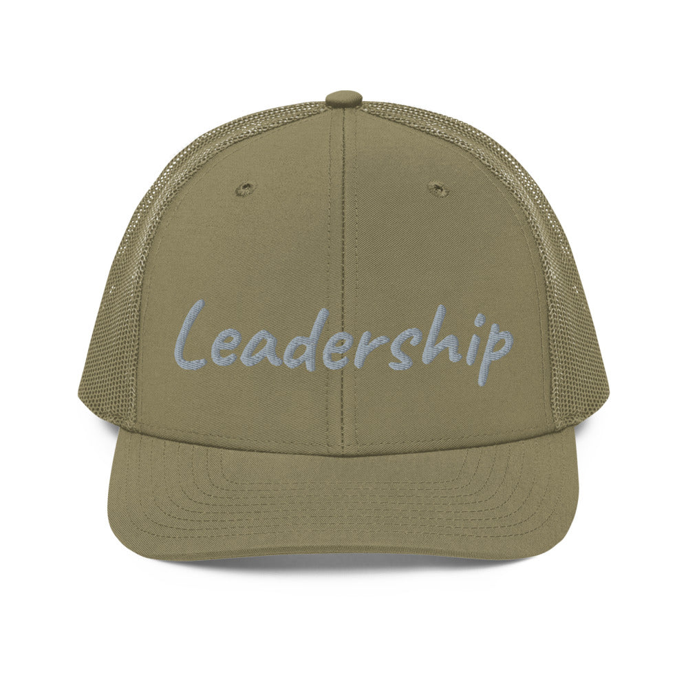 Leadership In Silver Embroidery on Snapback Trucker Hat