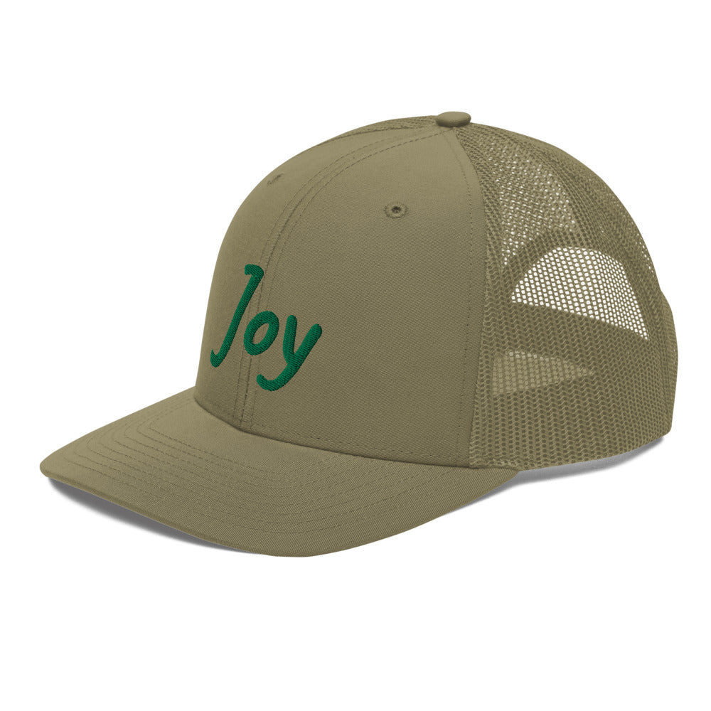 Joy In Emerald Embroidery on Snapback Trucker Hat