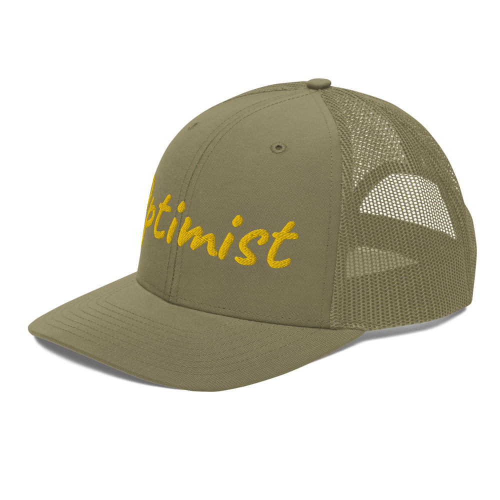 Optimist In Gold Embroidery on Snapback Trucker Hat