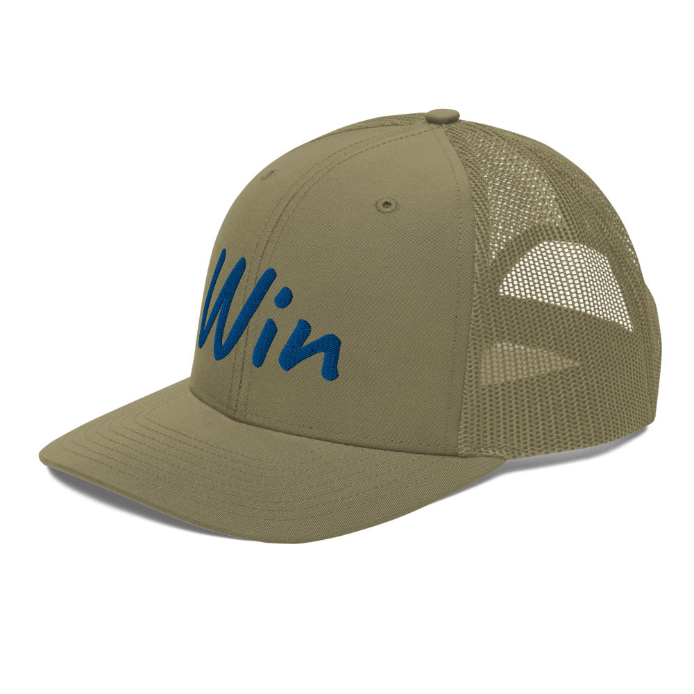 Win In Sapphire Embroidery on Snapback Trucker Hat