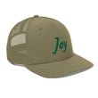 Joy In Emerald Embroidery on Snapback Trucker Hat