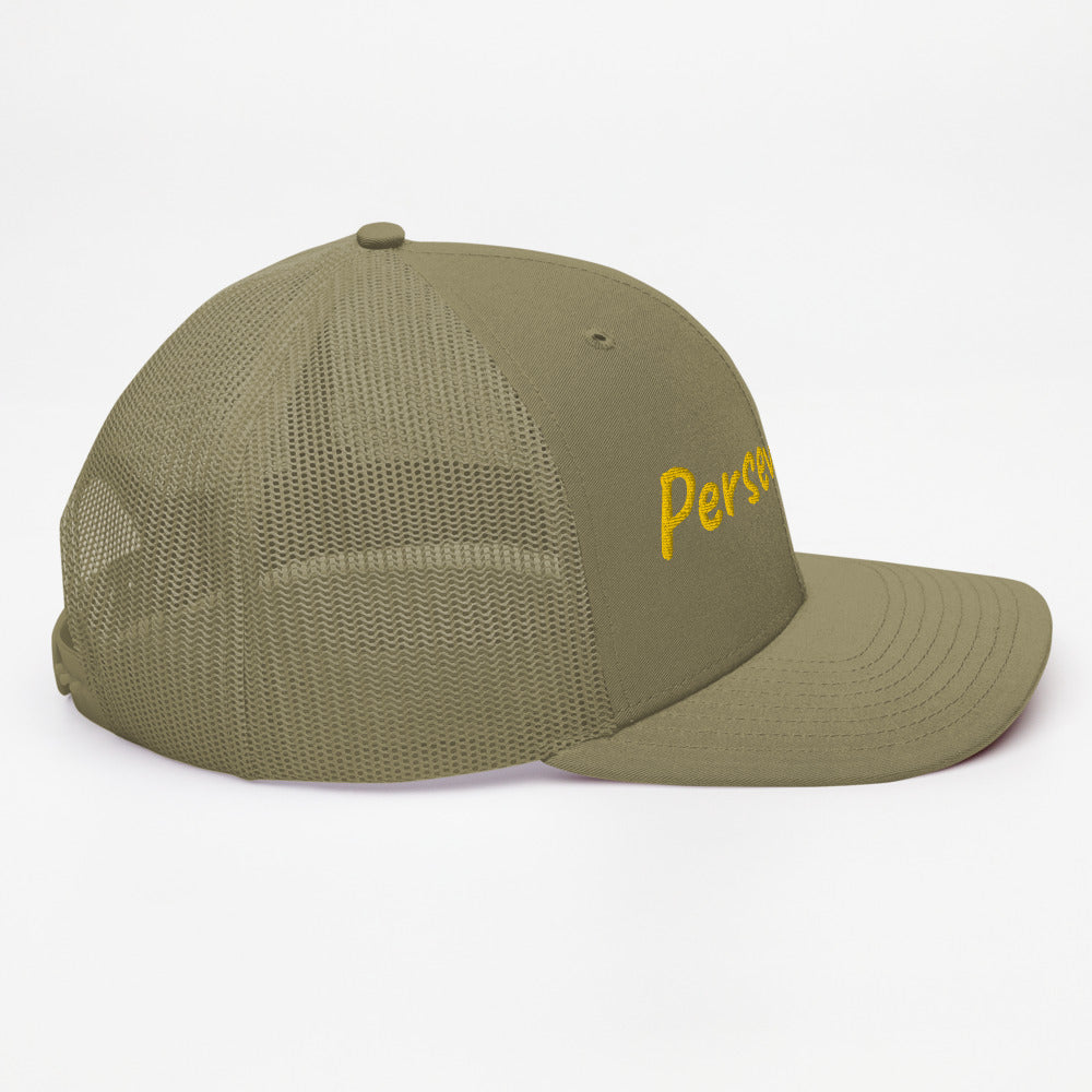 Perseverance In Gold Embroidery on Snapback Trucker Hat