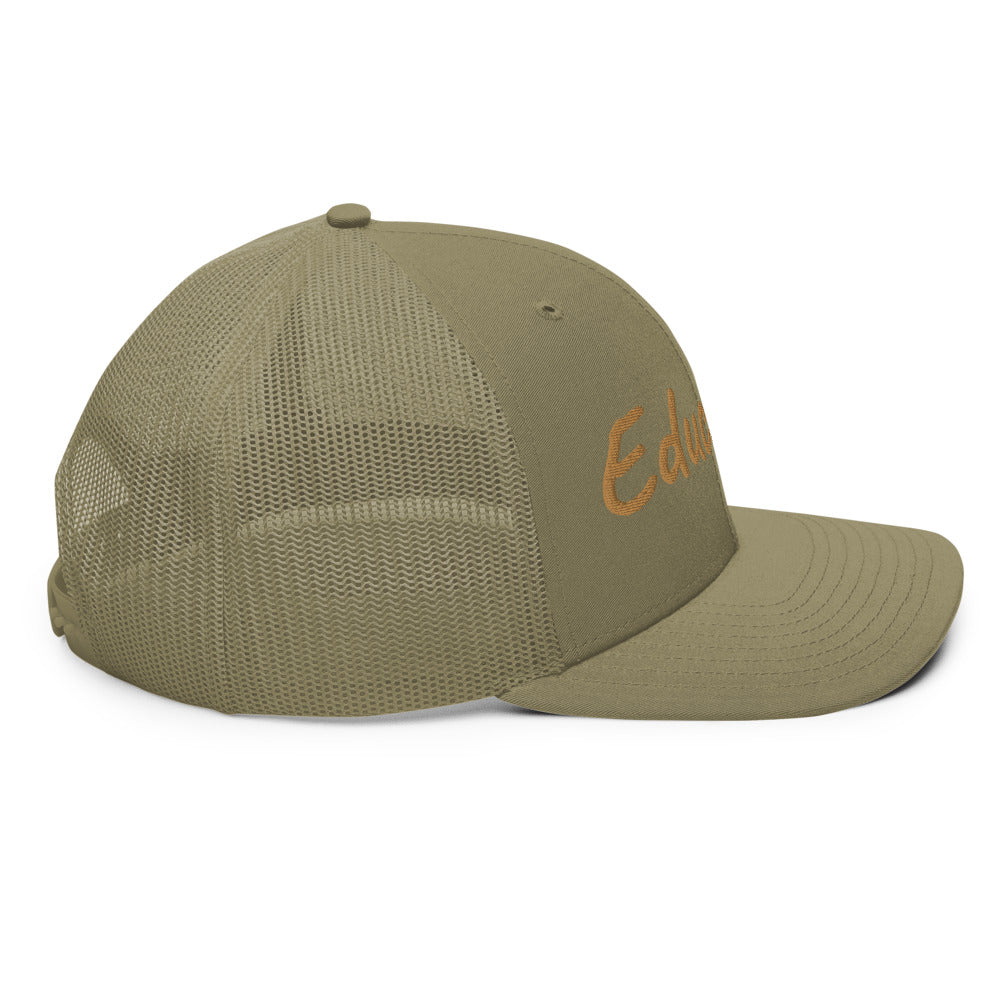 Education In Copper Embroidery on Snapback Trucker Hat