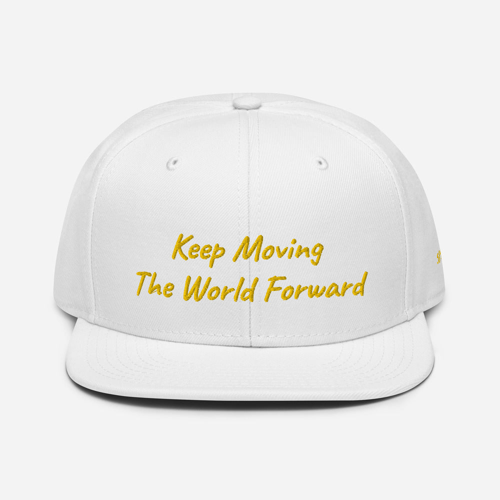 Keep Moving The World Forward In Gold Embroidery on Snapback Cap