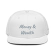 Money & Wealth In Silver Embroidery on Snapback Cap