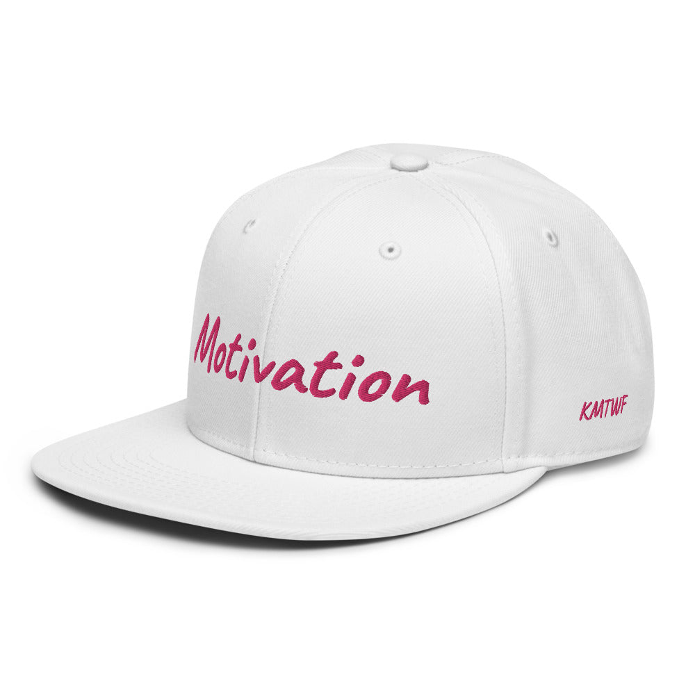 Motivation In Star Rose Quartz Embroidery on Snapback Cap