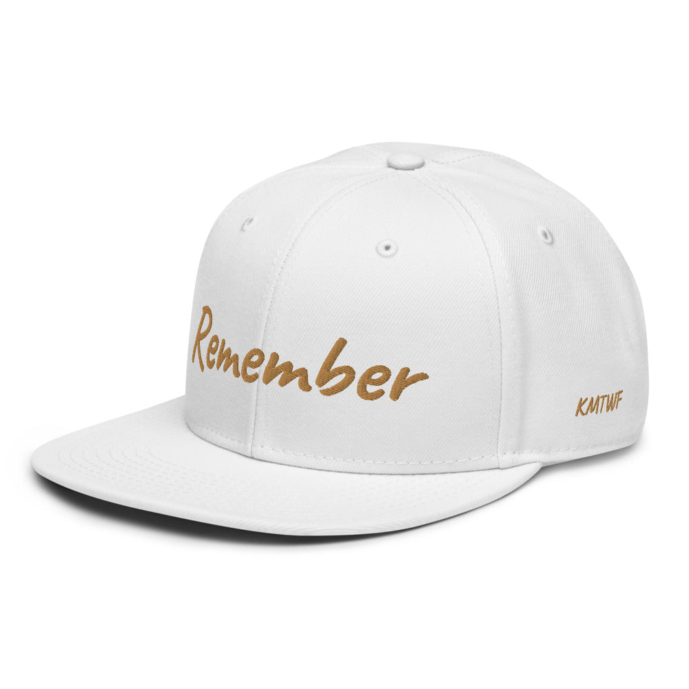 Remember In Celluloid Embroidery on Snapback Cap