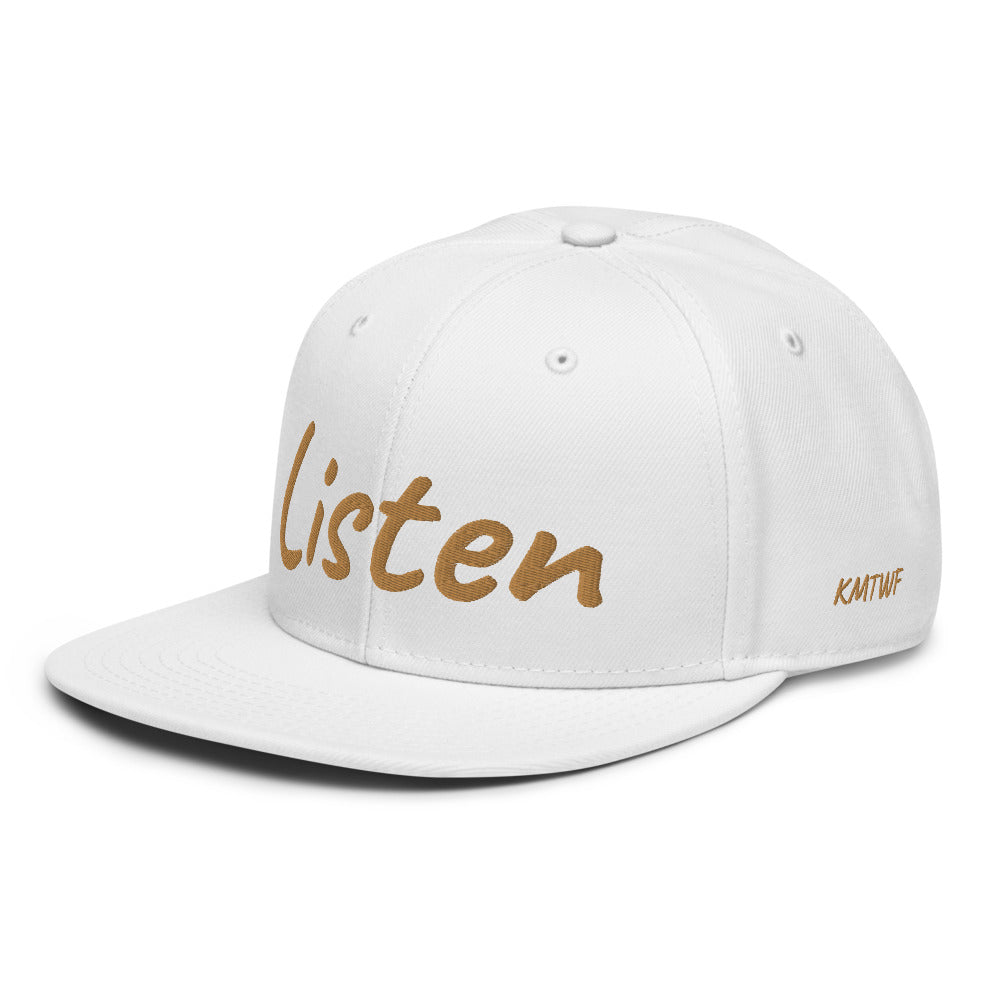 Listen In Copper Embroidery on Snapback Cap