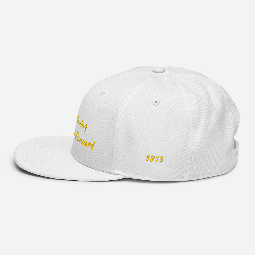 Keep Moving The World Forward In Gold Embroidery on Snapback Cap