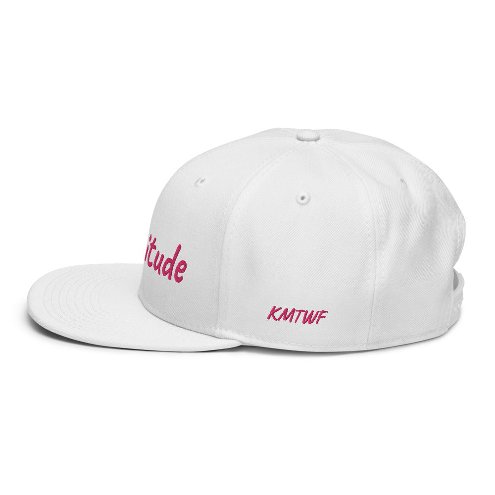 Gratitude In Star Rose Quartz Embroidery on Snapback Cap