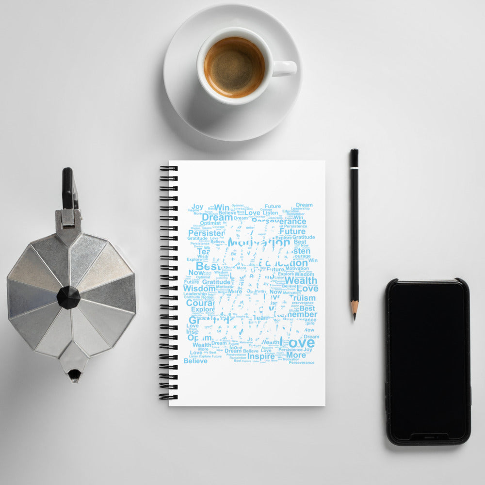 Word Clouds To Keep Moving The World Forward Through Blue Word Sky on Spiral Notebook