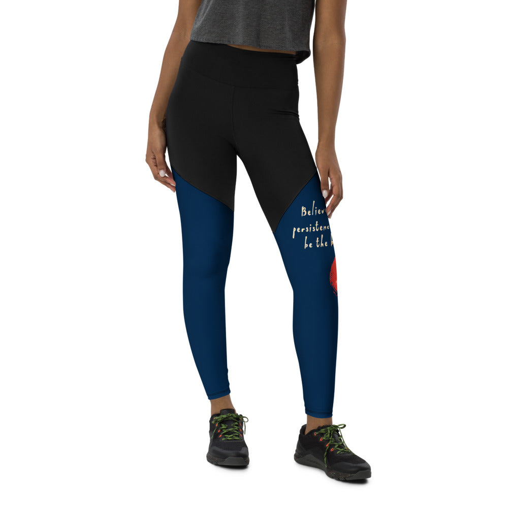 Believe To Win Haiku With Sun Tree on Women's Sports Leggings