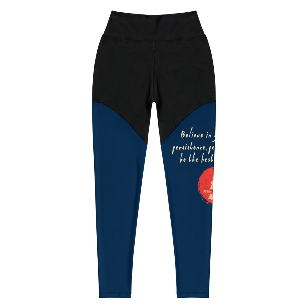 Believe To Win Haiku With Sun Tree on Women's Sports Leggings