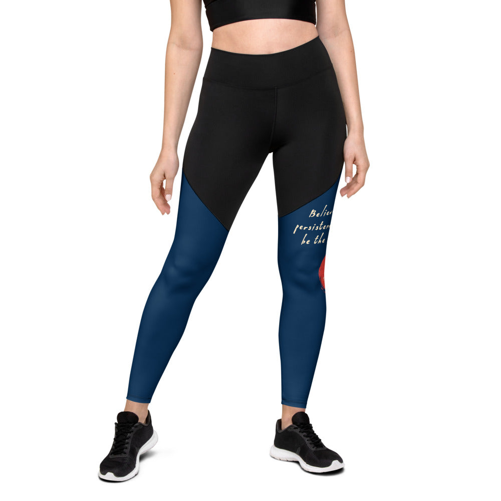 Believe To Win Haiku With Sun Tree on Women's Sports Leggings