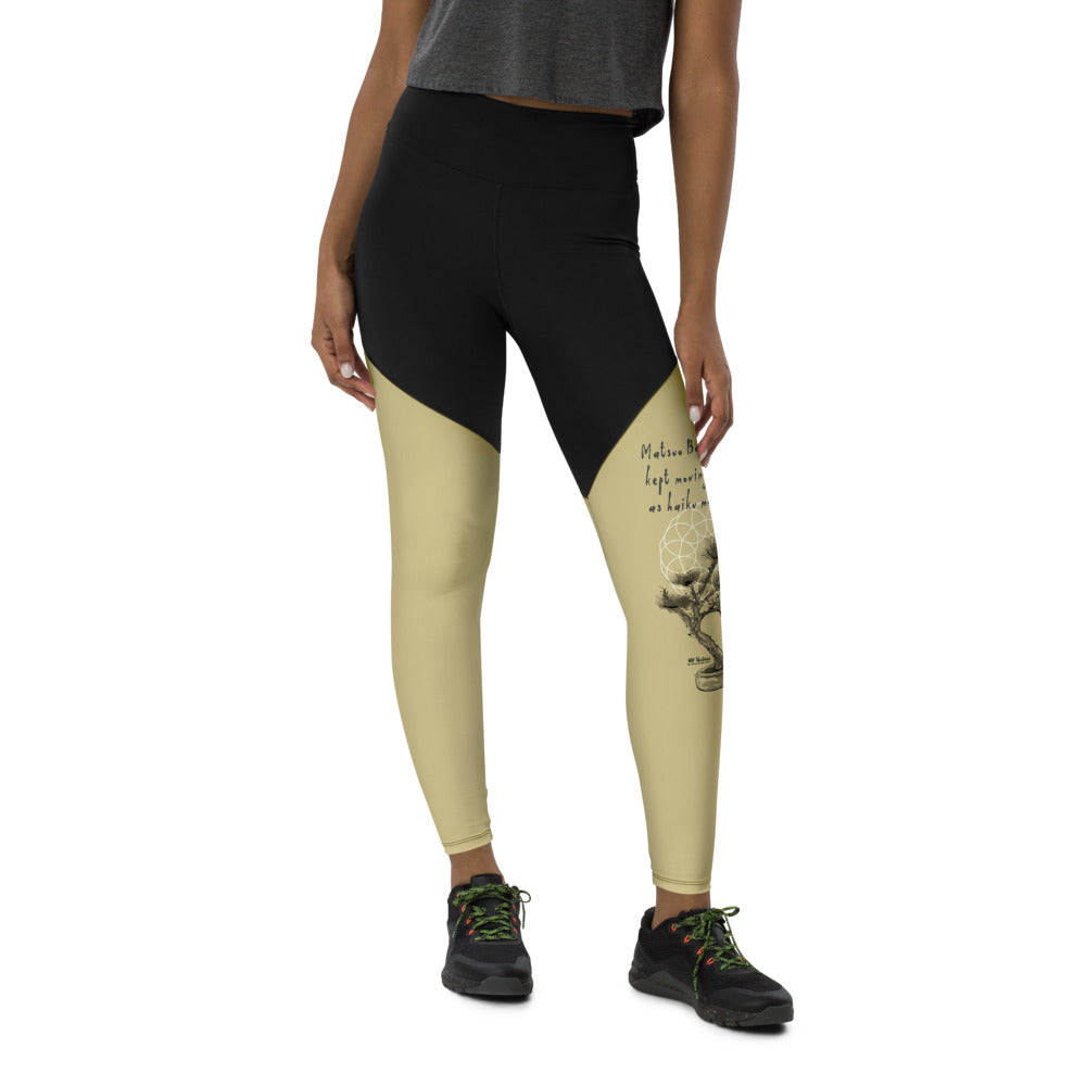 Matsuo Basho Haiku With Bonsai on Women's Sports Leggings