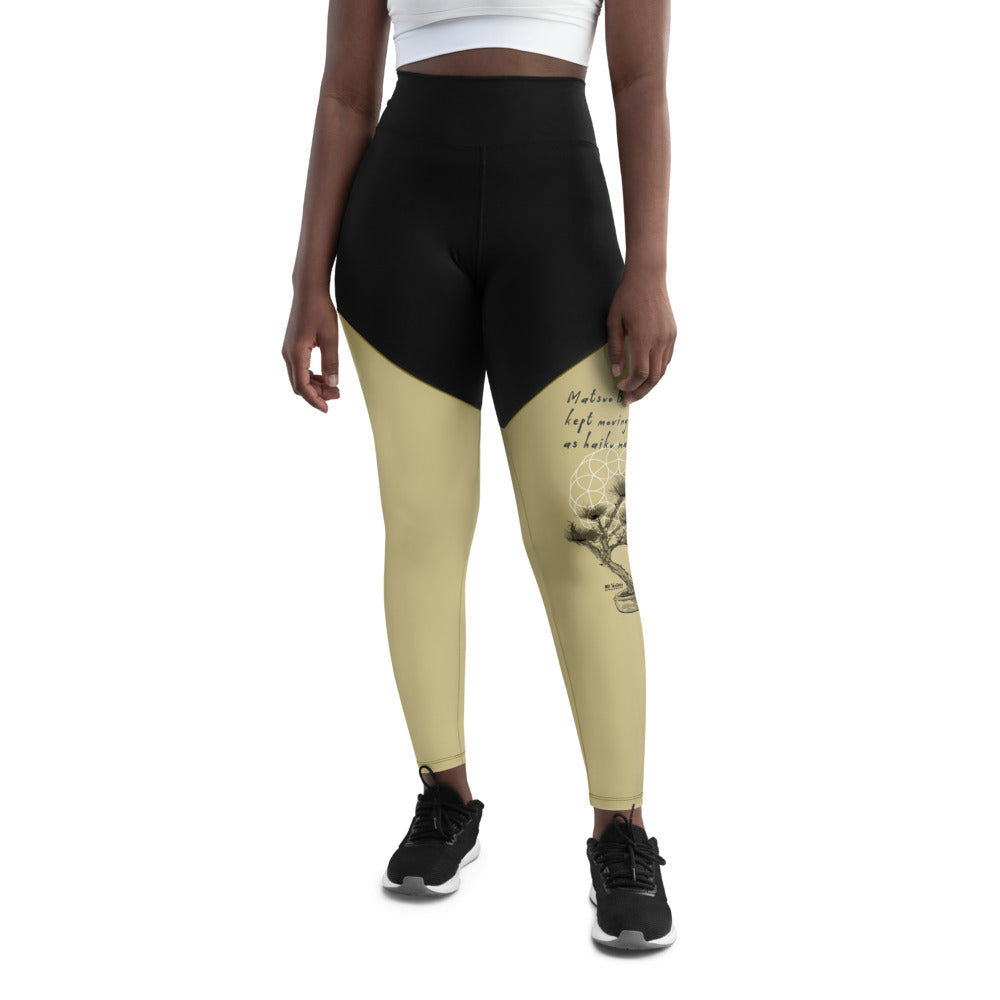 Matsuo Basho Haiku With Bonsai on Women's Sports Leggings