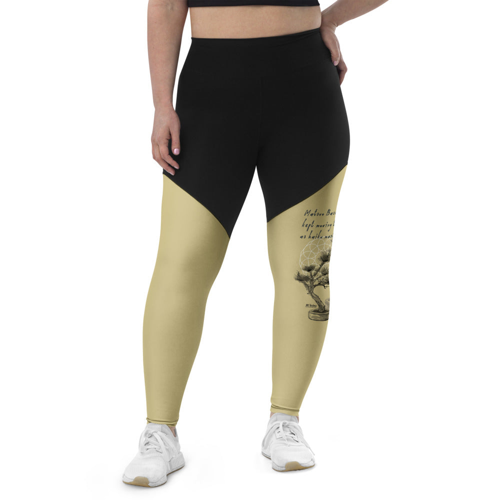 Matsuo Basho Haiku With Bonsai on Women's Sports Leggings