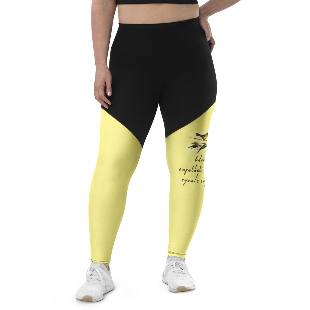 Sage Wisdom Haiku With Sparrow on Women's Sports Leggings