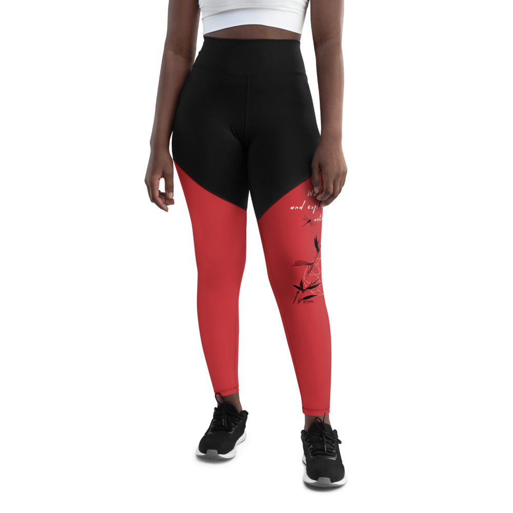 Walk With A Purpose Haiku With Dragonfly on Women's Sports Leggings