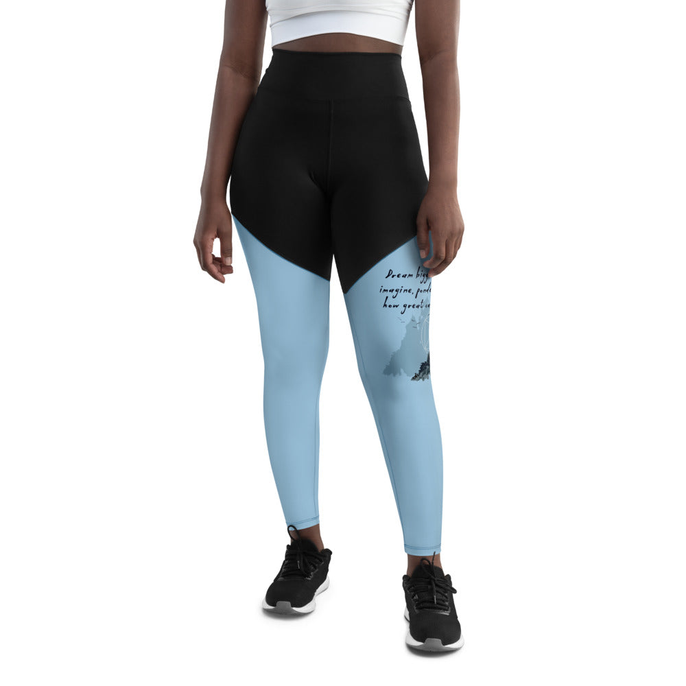 Dream Bigger Haiku With Mountains on Women's Sports Leggings