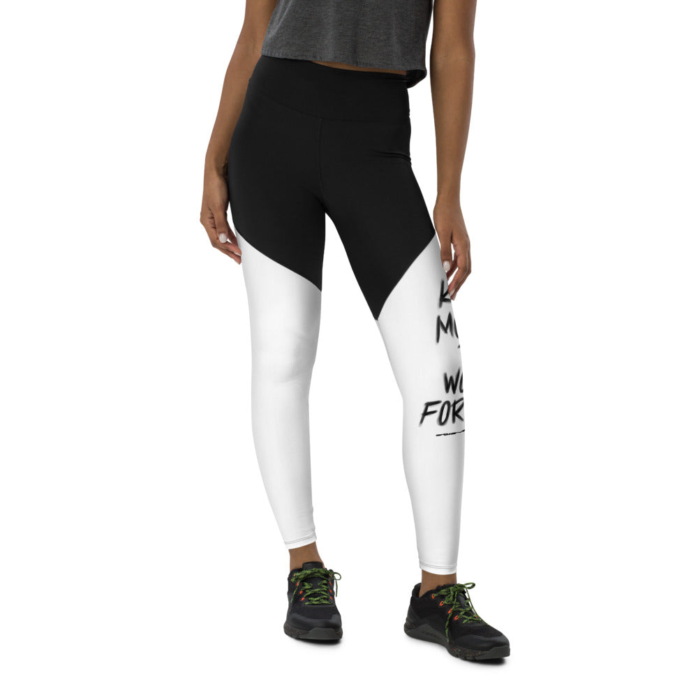 Charcoal Sketch Dreaming To Keep Moving The World Forward on Women's Sports Leggings