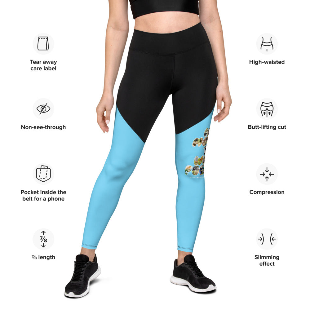 Baby Animals Keep Moving The World Forward In Blue on Women's Sports Leggings