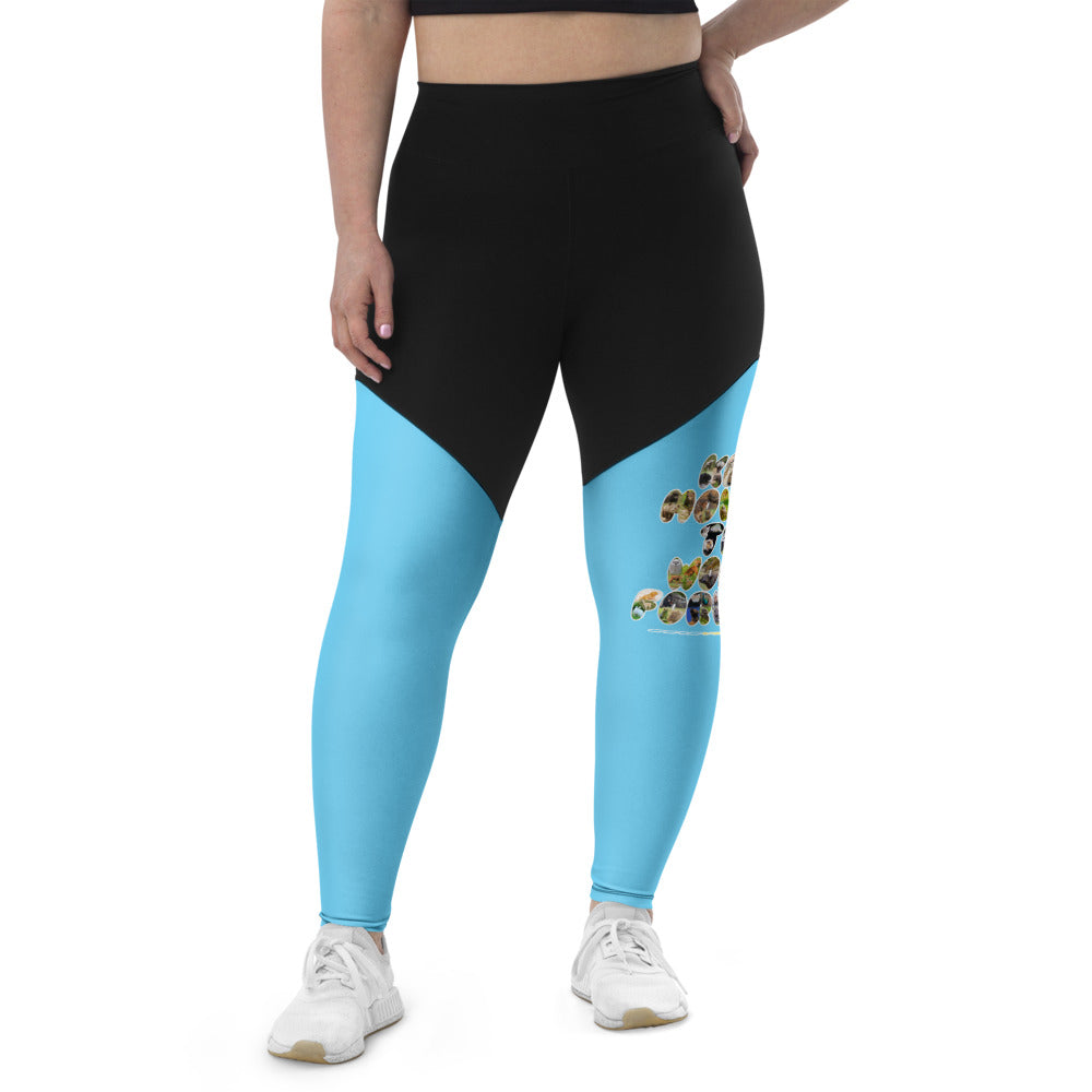 Baby Animals Keep Moving The World Forward In Blue on Women's Sports Leggings