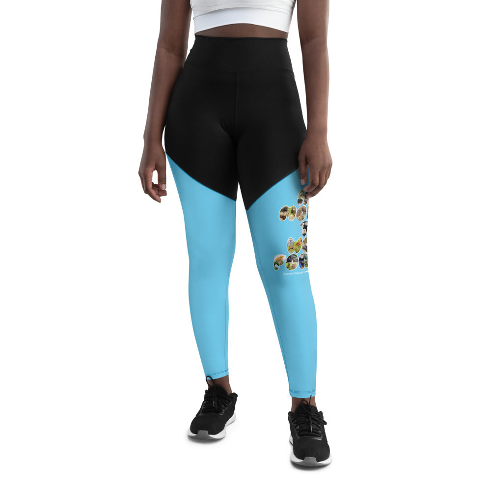 Baby Animals Keep Moving The World Forward In Blue on Women's Sports Leggings