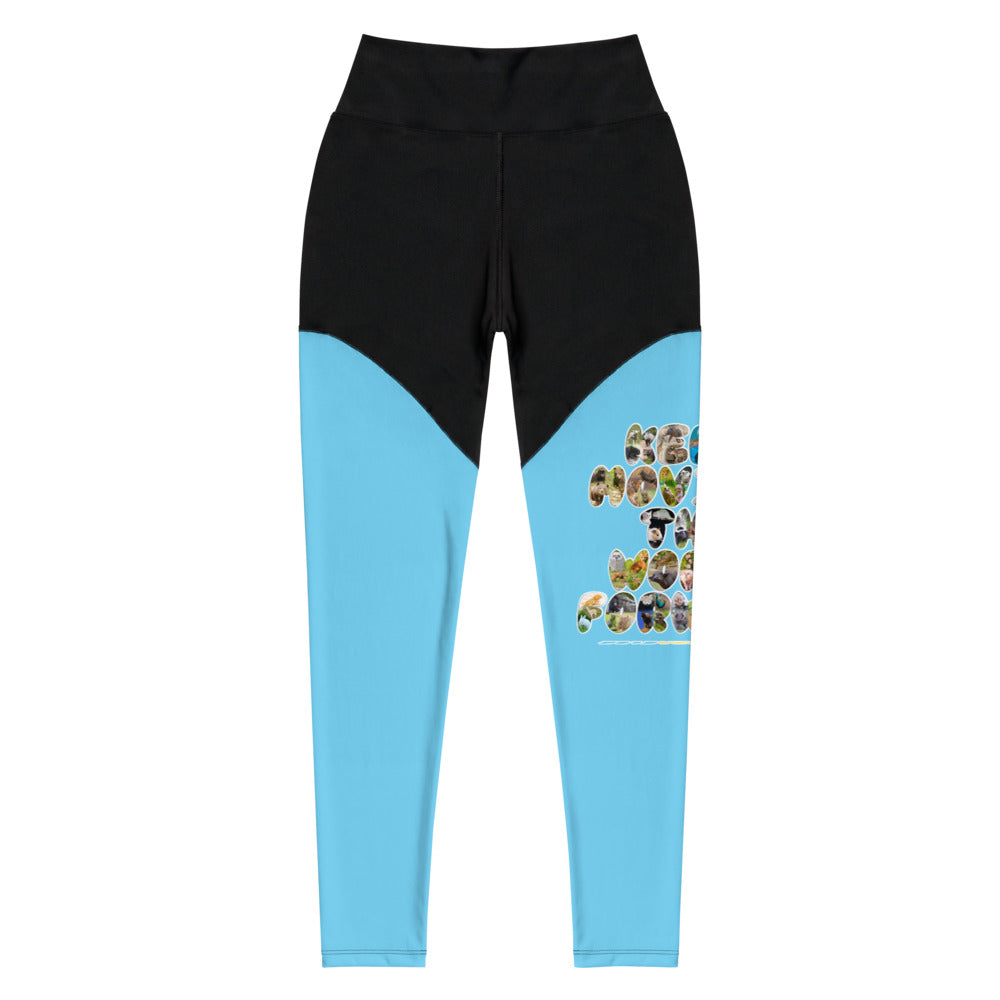 Baby Animals Keep Moving The World Forward In Blue on Women's Sports Leggings