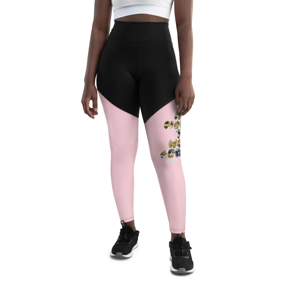 Baby Animals Keep Moving The World Forward In Pink on Women's Sports Leggings