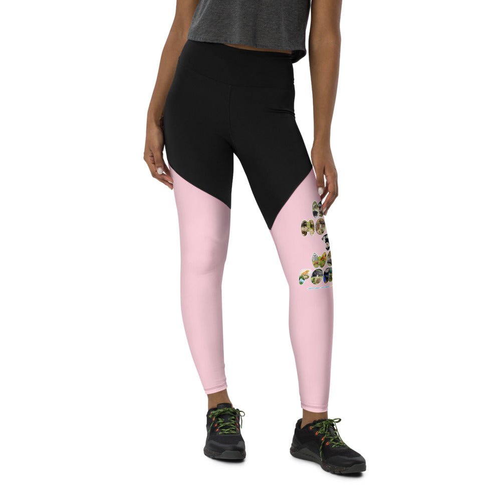 Baby Animals Keep Moving The World Forward In Pink on Women's Sports Leggings