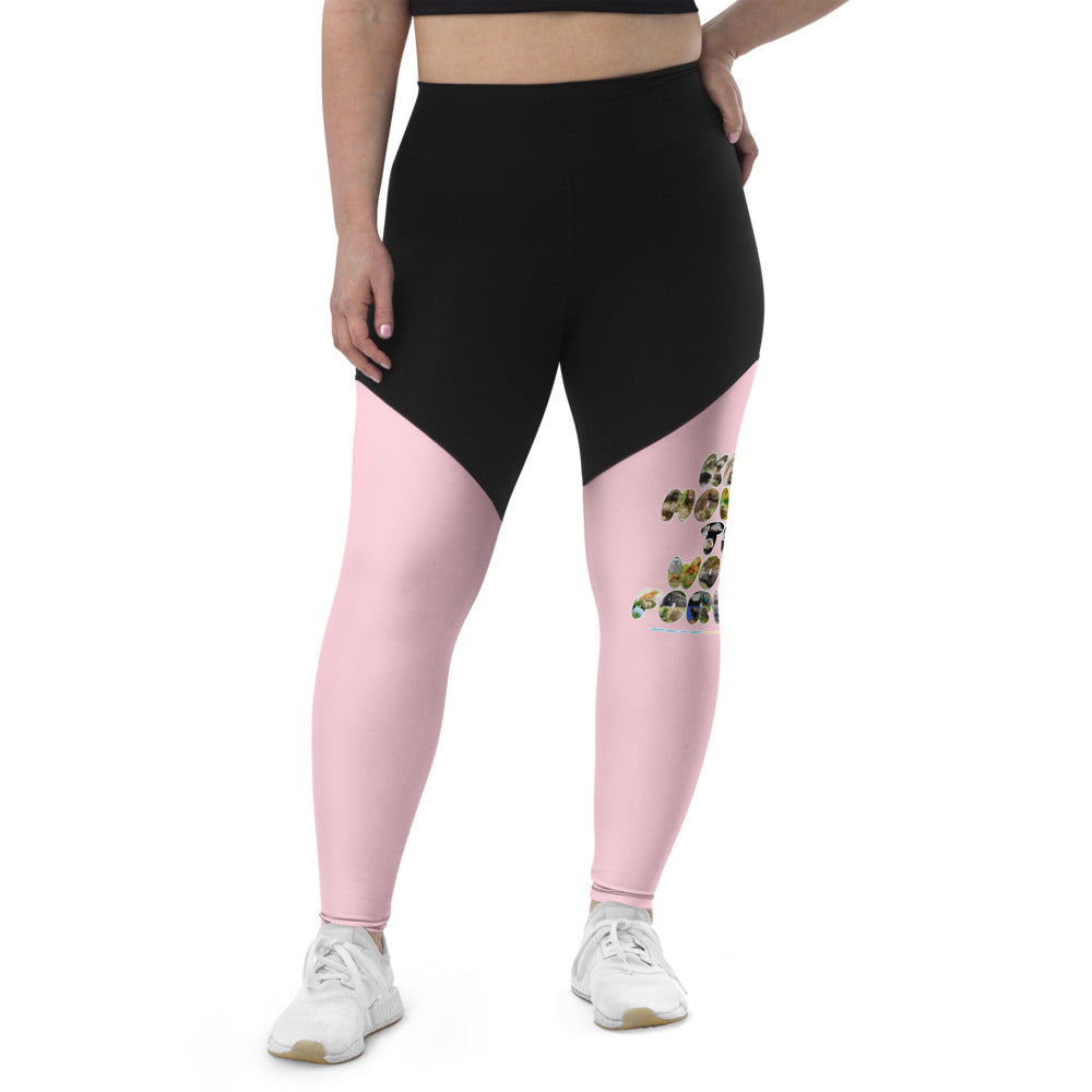 Baby Animals Keep Moving The World Forward In Pink on Women's Sports Leggings