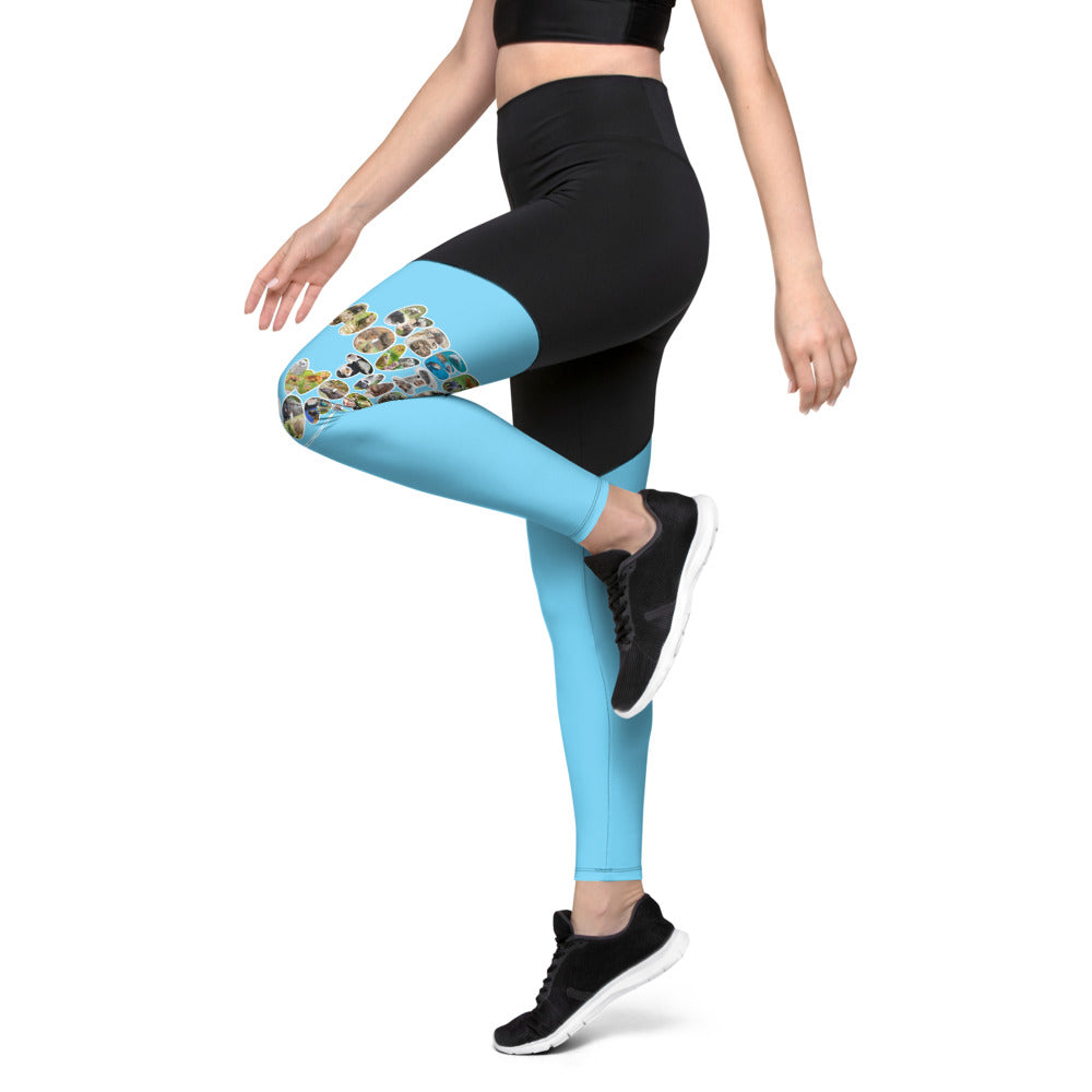 Baby Animals Keep Moving The World Forward In Blue on Women's Sports Leggings