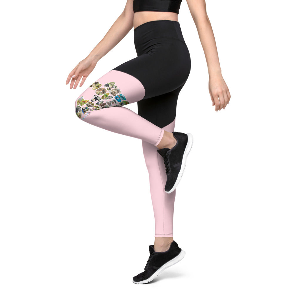 Baby Animals Keep Moving The World Forward In Pink on Women's Sports Leggings