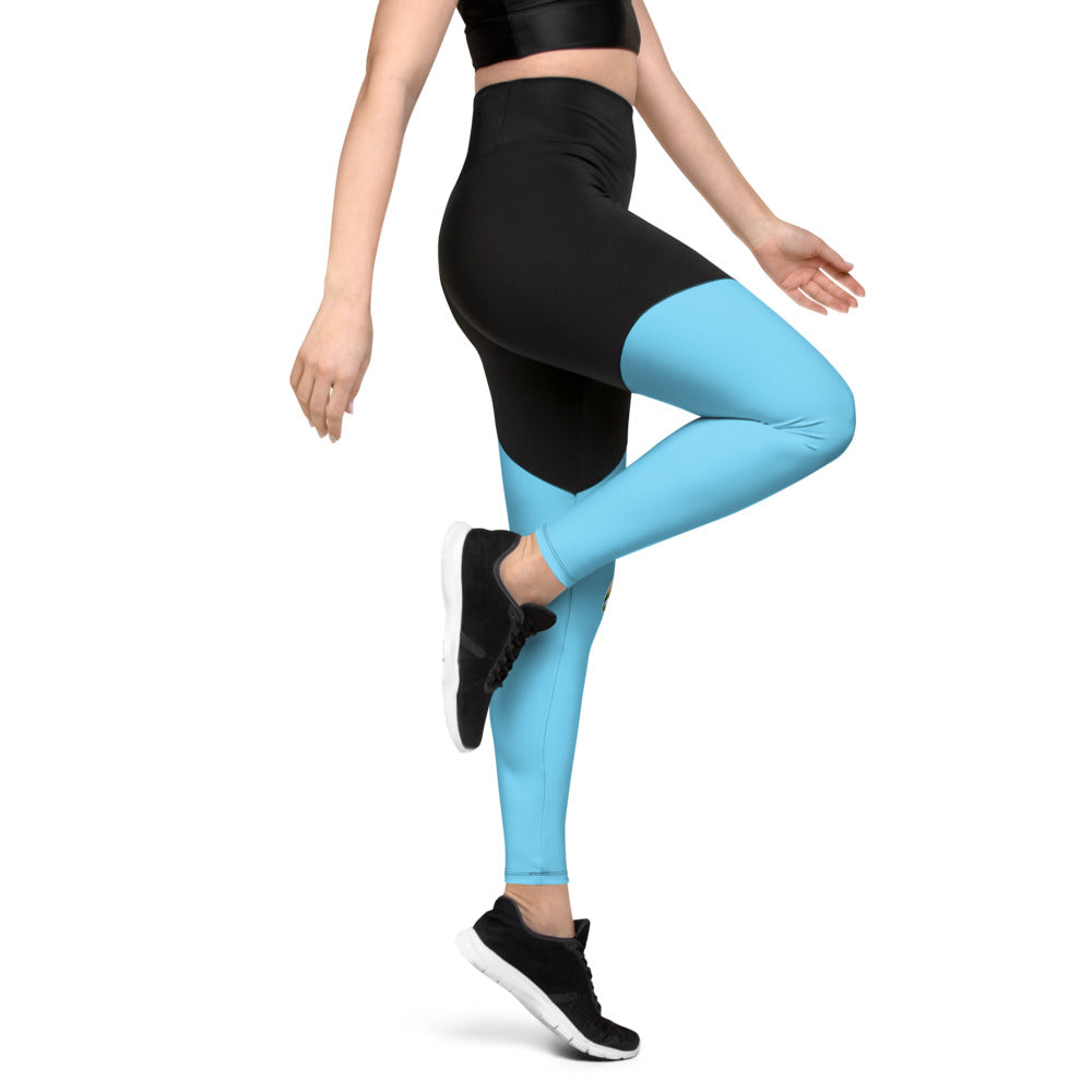 Baby Animals Keep Moving The World Forward In Blue on Women's Sports Leggings