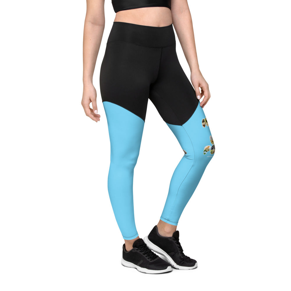 Baby Animals Keep Moving The World Forward In Blue on Women's Sports Leggings