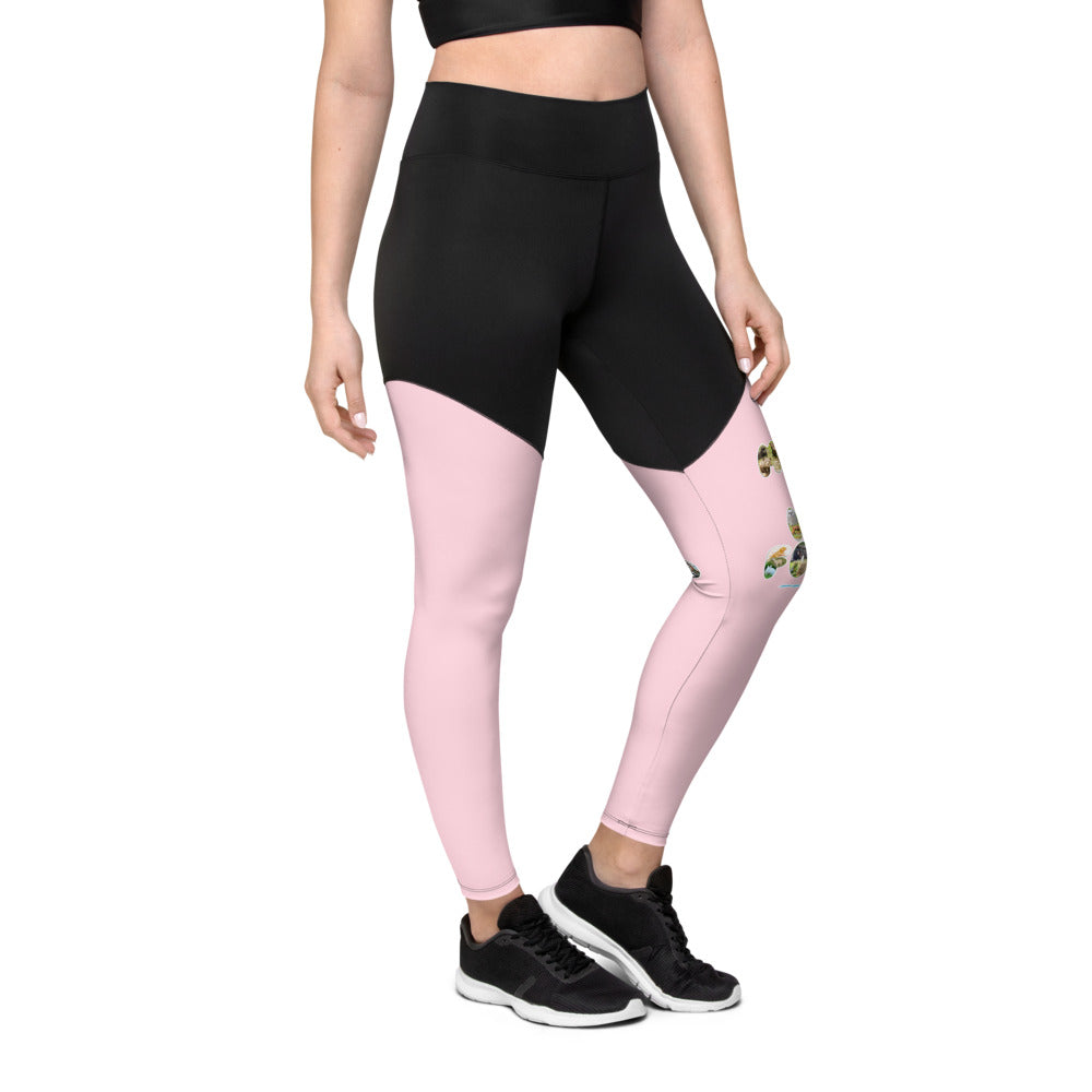 Baby Animals Keep Moving The World Forward In Pink on Women's Sports Leggings