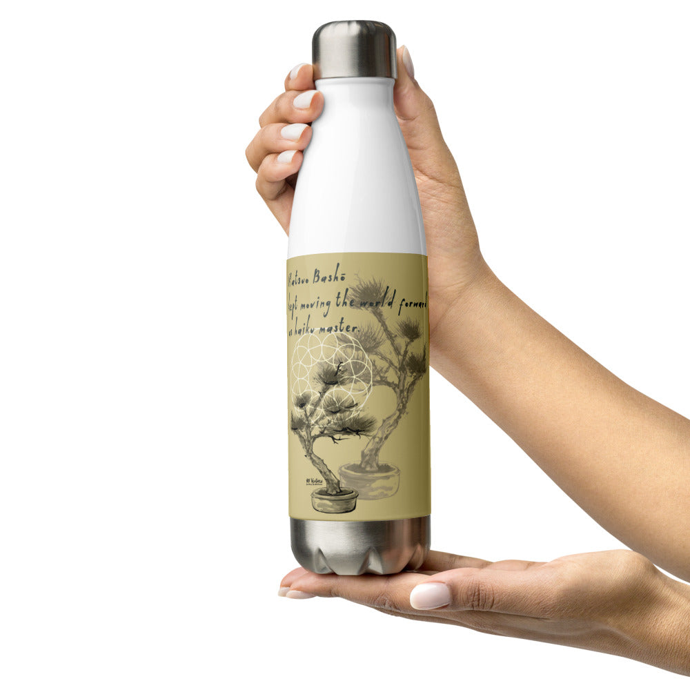 Matsuo Basho Haiku With Bonsai on Stainless Steel Water Bottle