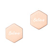 Believe on Engraved Sterling Silver Hexagon Stud Earrings