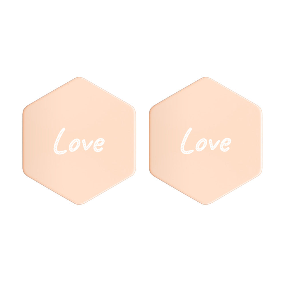 Love on Engraved Sterling Silver Hexagon Stud Earrings