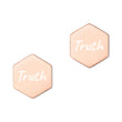 Truth on Engraved Sterling Silver Hexagon Stud Earrings