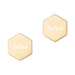 Believe on Engraved Sterling Silver Hexagon Stud Earrings