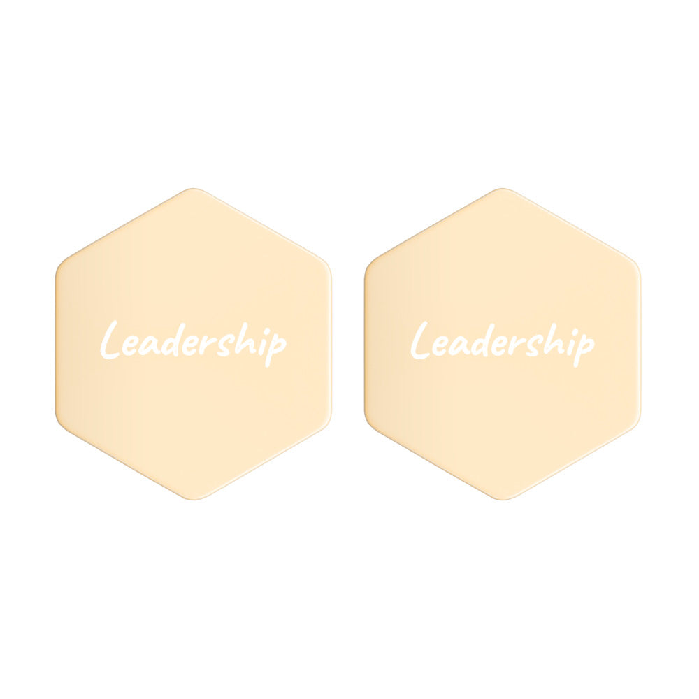 Leadership on Engraved Sterling Silver Hexagon Stud Earrings